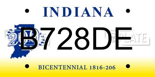 B728DE Indiana License Plate