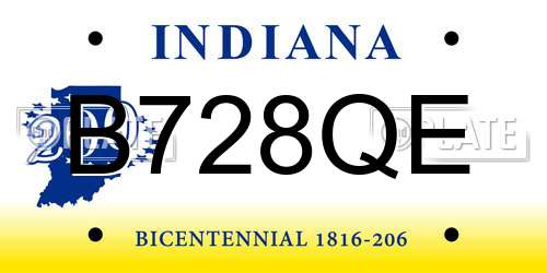 B728QE Indiana License Plate