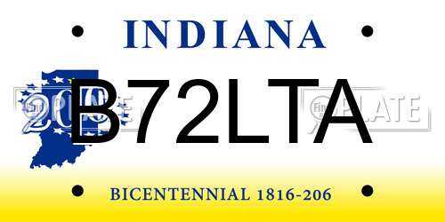 B72LTA Indiana License Plate