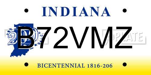 B72VMZ Indiana License Plate
