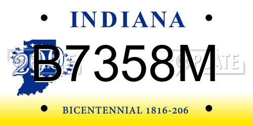 B7358M Indiana License Plate