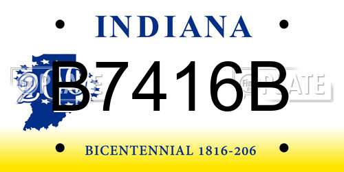 B7416B Indiana License Plate