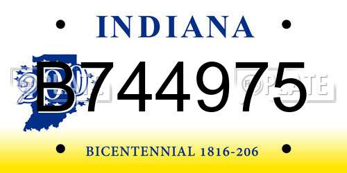 B744975 Indiana License Plate