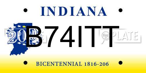 B74ITT Indiana License Plate