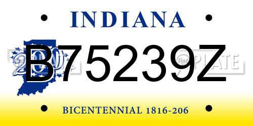 B75239Z Indiana License Plate