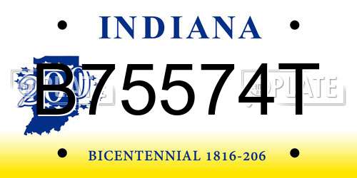 B75574T Indiana License Plate