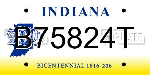 B75824T Indiana License Plate
