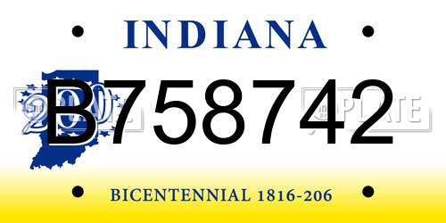B758742 Indiana License Plate