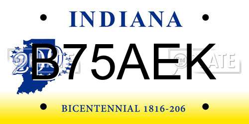 B75AEK Indiana License Plate