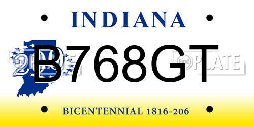 B768GT Indiana License Plate