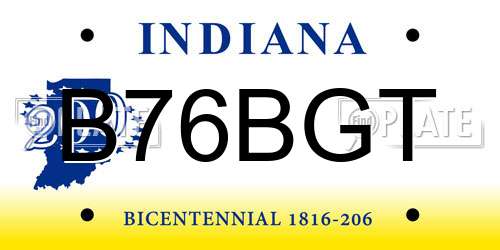 B76BGT Indiana License Plate