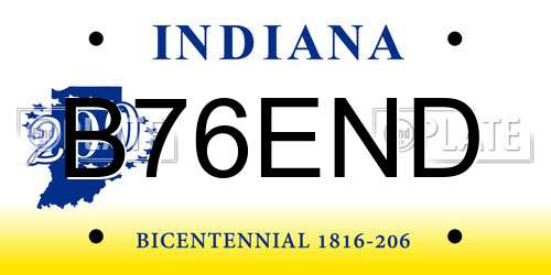 B76END Indiana License Plate