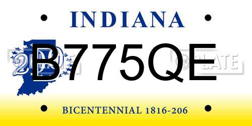 B775QE Indiana License Plate