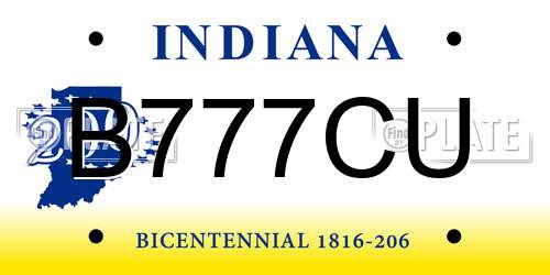 B777CU Indiana License Plate