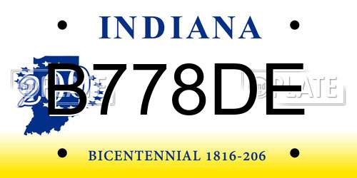 B778DE Indiana License Plate