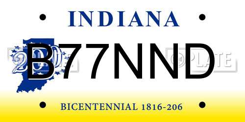 B77NND Indiana License Plate