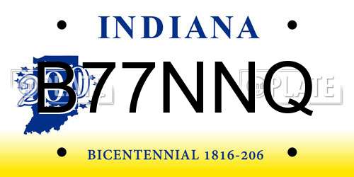 B77NNQ Indiana License Plate