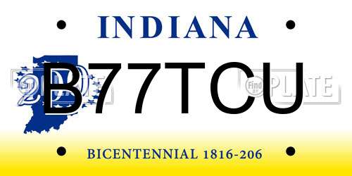 B77TCU Indiana License Plate