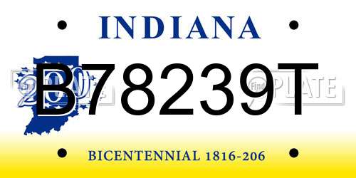 B78239T Indiana License Plate