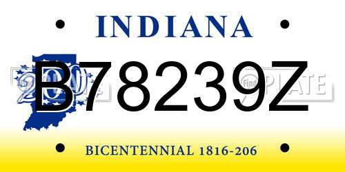 B78239Z Indiana License Plate