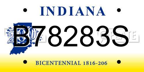 B78283S Indiana License Plate