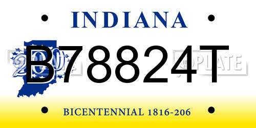 B78824T Indiana License Plate