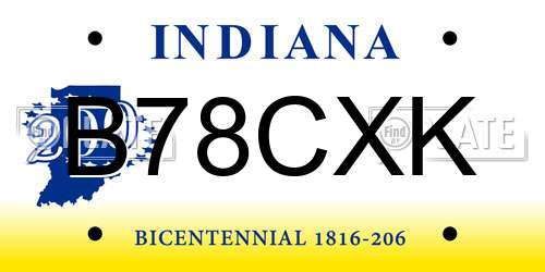 B78CXK Indiana License Plate