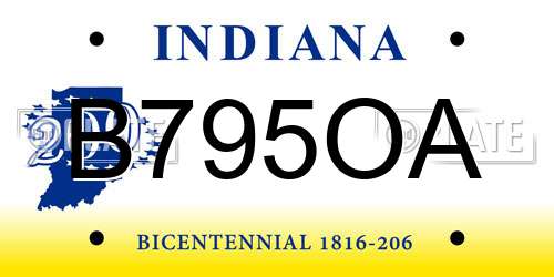 B795OA Indiana License Plate