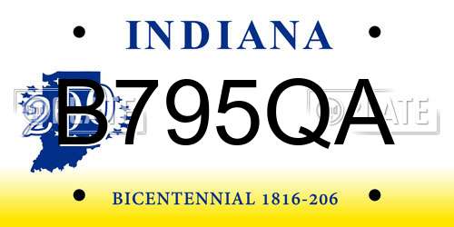 B795QA Indiana License Plate