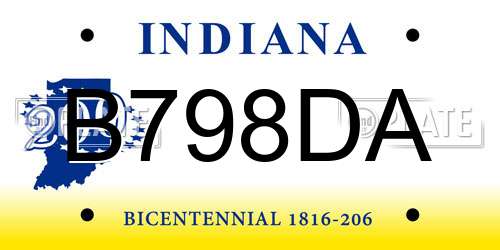 B798DA Indiana License Plate