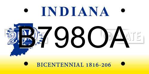B798OA Indiana License Plate