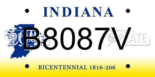 B8087V Indiana License Plate