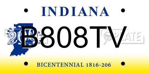 B808TV Indiana License Plate