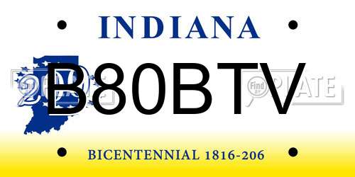 B80BTV Indiana License Plate