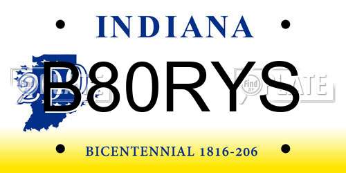 B80RYS Indiana License Plate