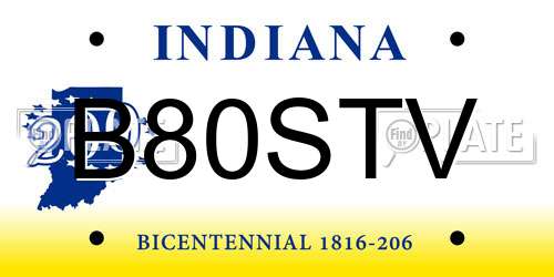 B80STV Indiana License Plate