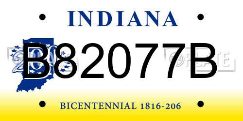 B82077B Indiana License Plate
