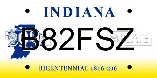 B82FSZ Indiana License Plate