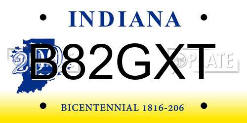 B82GXT Indiana License Plate