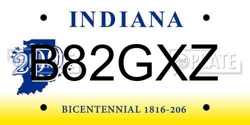 B82GXZ Indiana License Plate