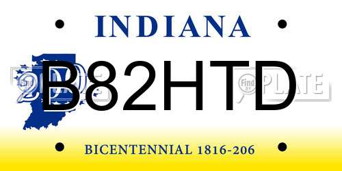 B82HTD Indiana License Plate