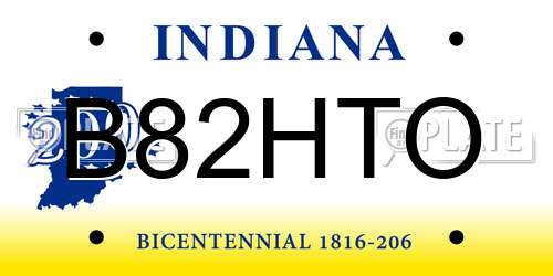 B82HTO Indiana License Plate