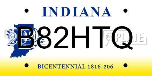B82HTQ Indiana License Plate