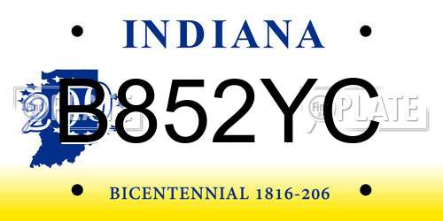 B852YC Indiana License Plate