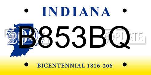 B853BQ Indiana License Plate