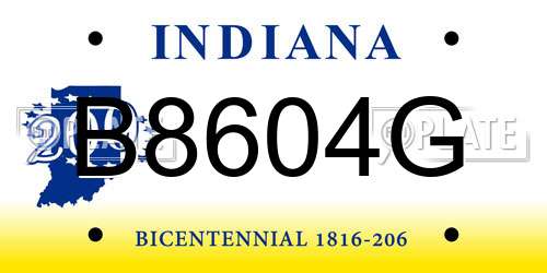 B8604G Indiana License Plate