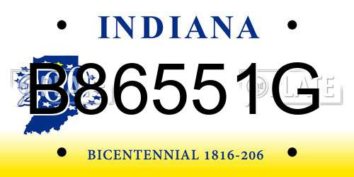 B86551G Indiana License Plate