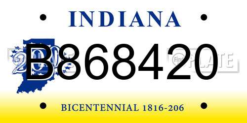 B868420 Indiana License Plate