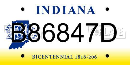 B86847D Indiana License Plate