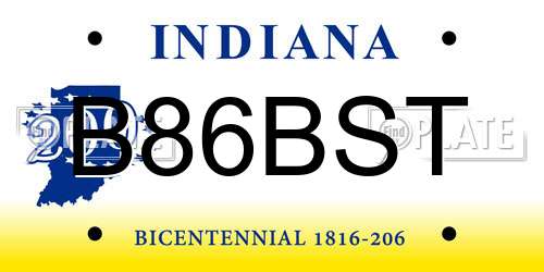 B86BST Indiana License Plate